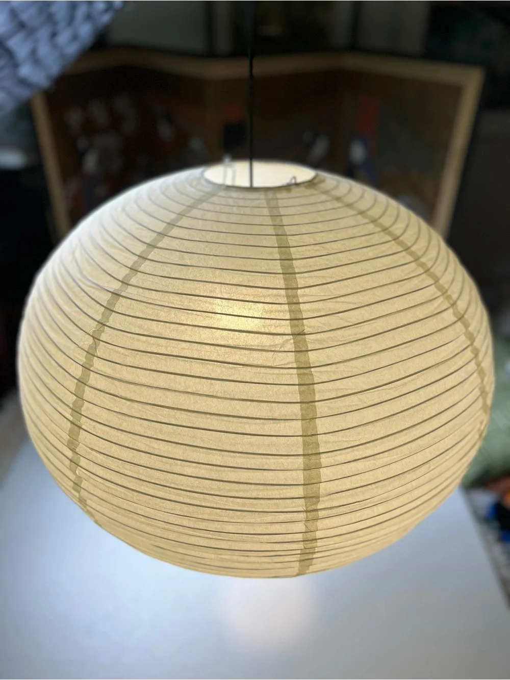 Round Beige Paper Lantern Pendant Shade